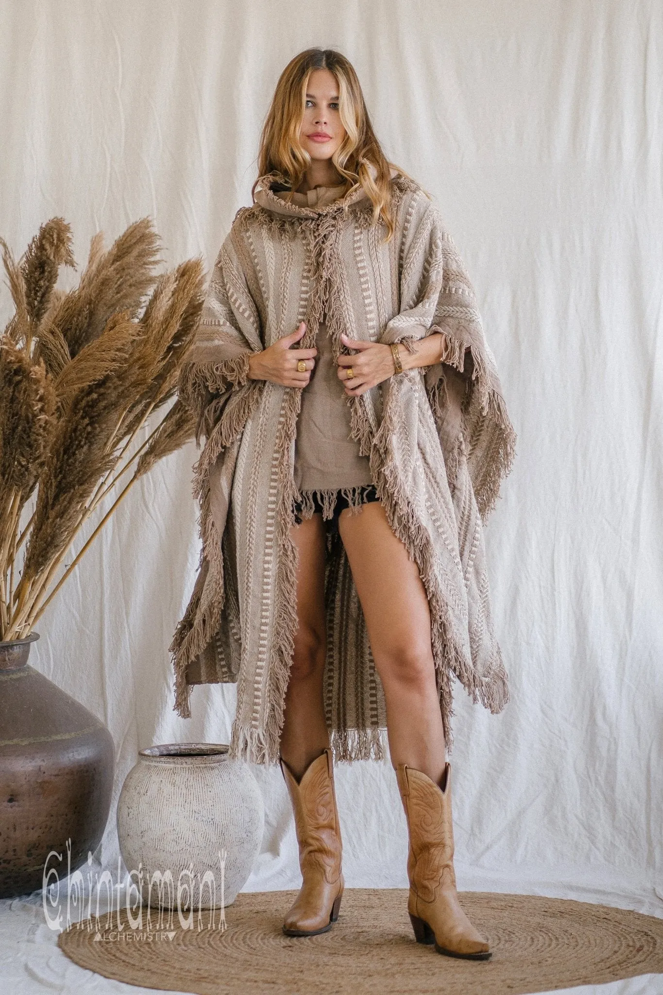 Bohemian Poncho Coat for Women / Coffee