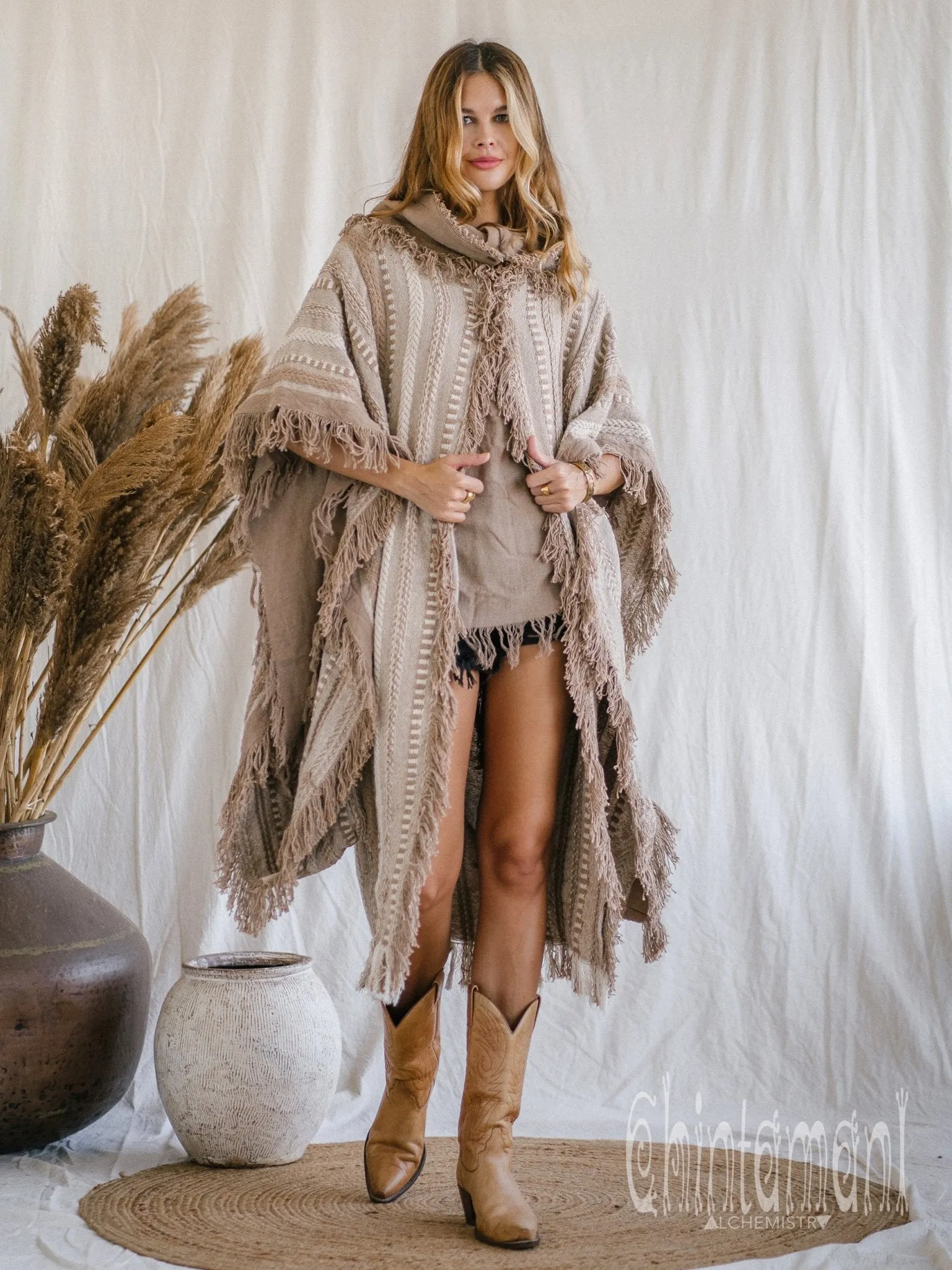 Bohemian Poncho Coat for Women / Coffee