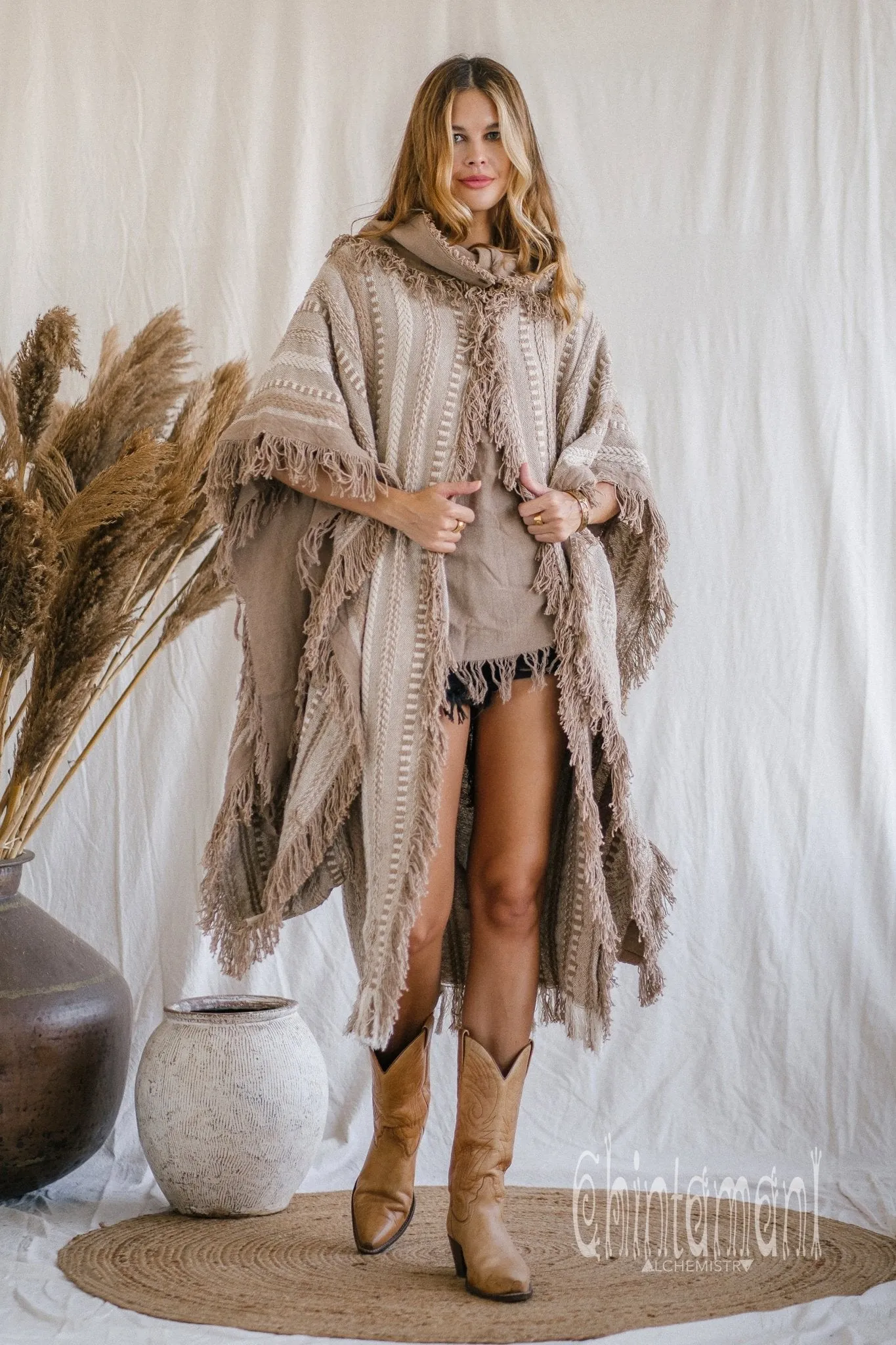 Bohemian Poncho Coat for Women / Coffee