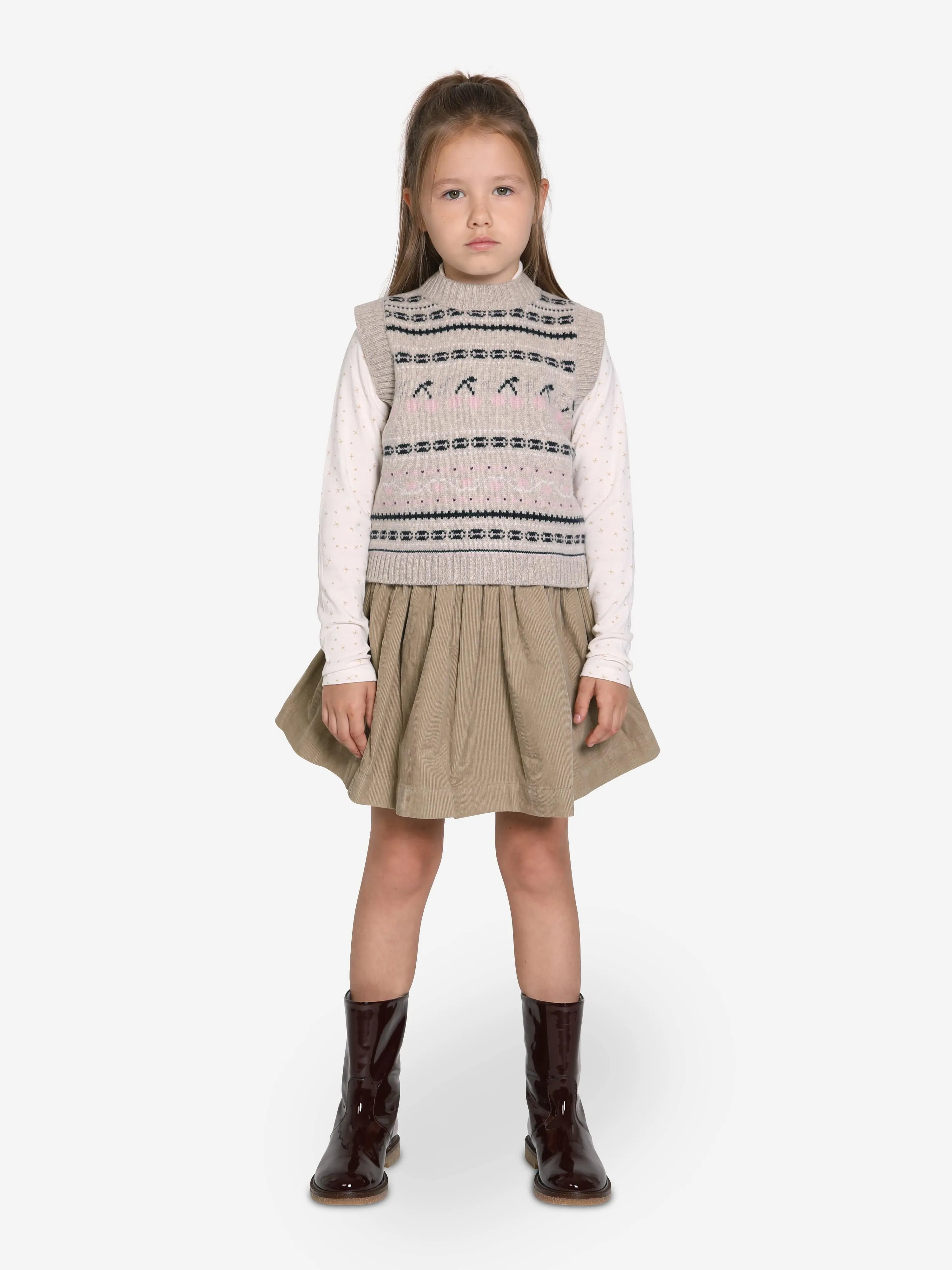 Bonpoint Girls Brianna Wool Vest in Grey