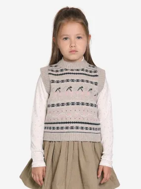 Bonpoint Girls Brianna Wool Vest in Grey