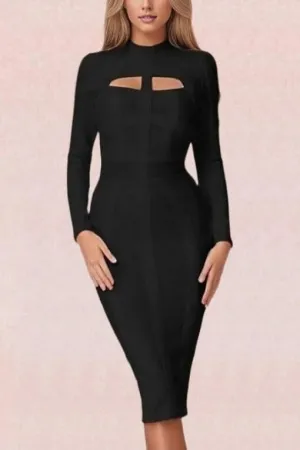 Brooke Long Sleeve Bandage Dress - Classic Black