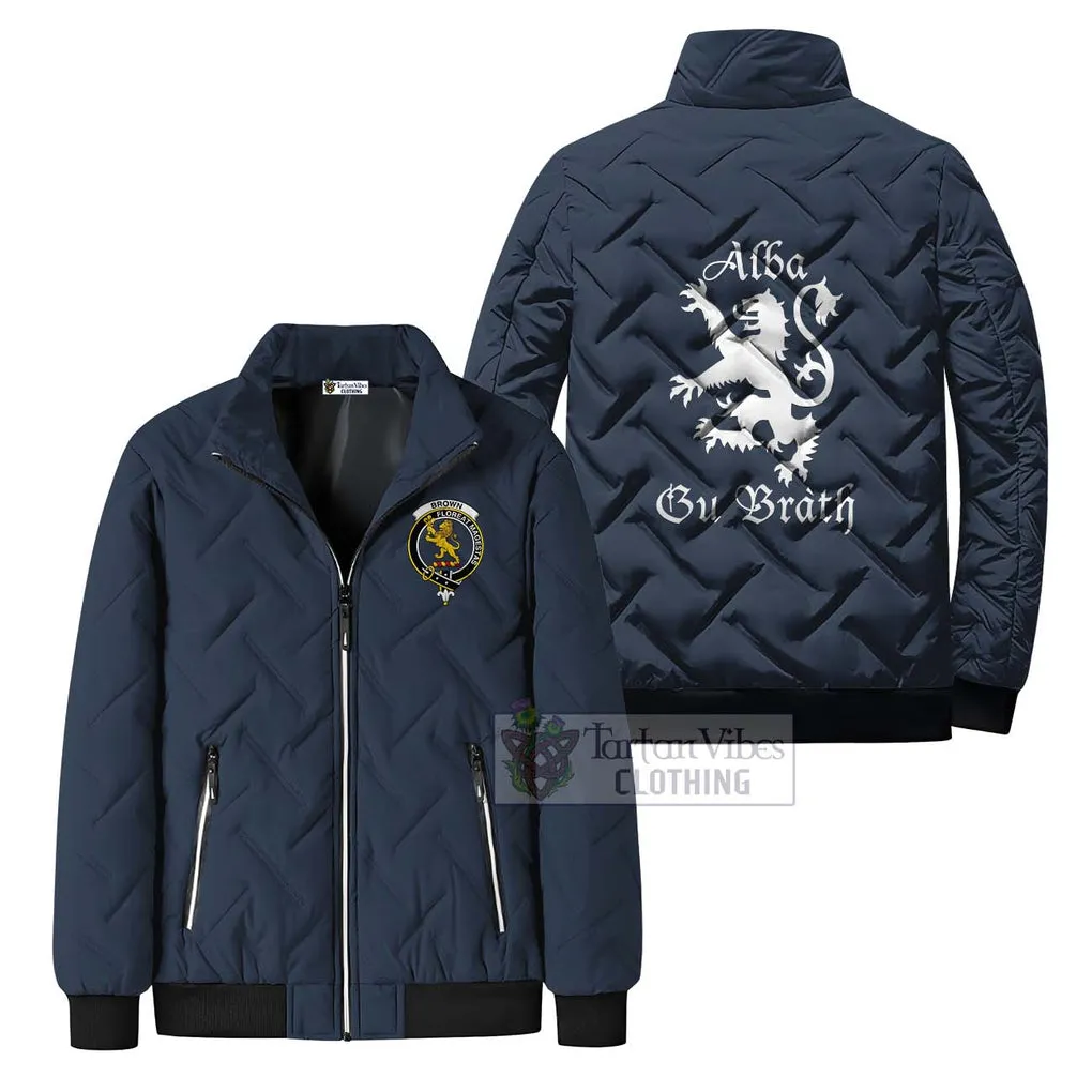 Brown (Broun) Family Crest Padded Cotton Jacket Lion Rampant Alba Gu Brath Style