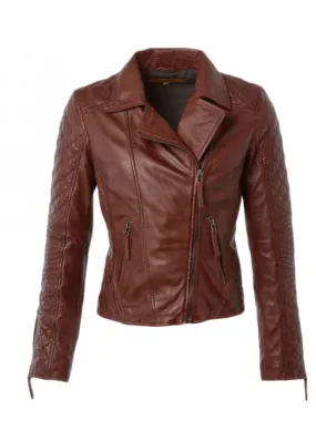 Brown Quilted Genuine Leather Jacket