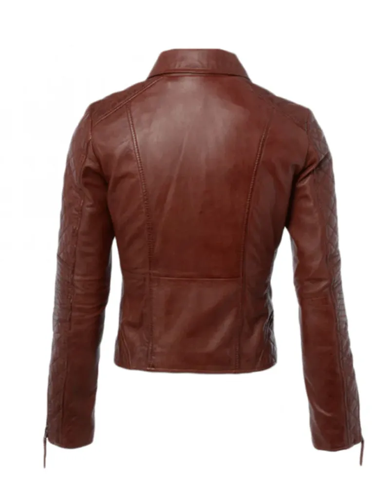 Brown Quilted Genuine Leather Jacket