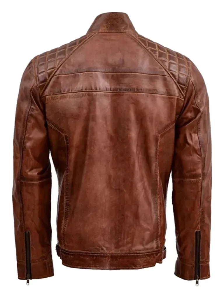 Brown Quilted Leather Jacket