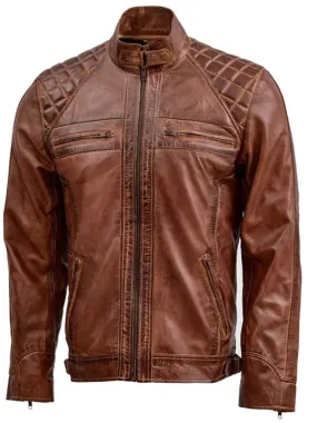 Brown Quilted Leather Jacket