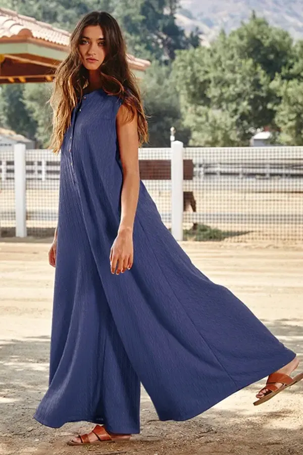 Bucketlist Wide Leg Textured Solid Jumpsuit