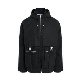 Buckle Double Pocket Parka in Black