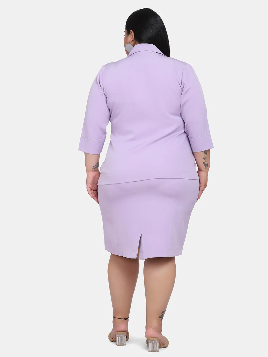 Business Formal Stretch Skirt Suit - Lavender