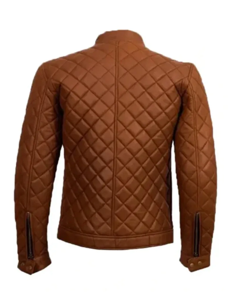 Cafe Racer Brown Quilted Leather Jacket