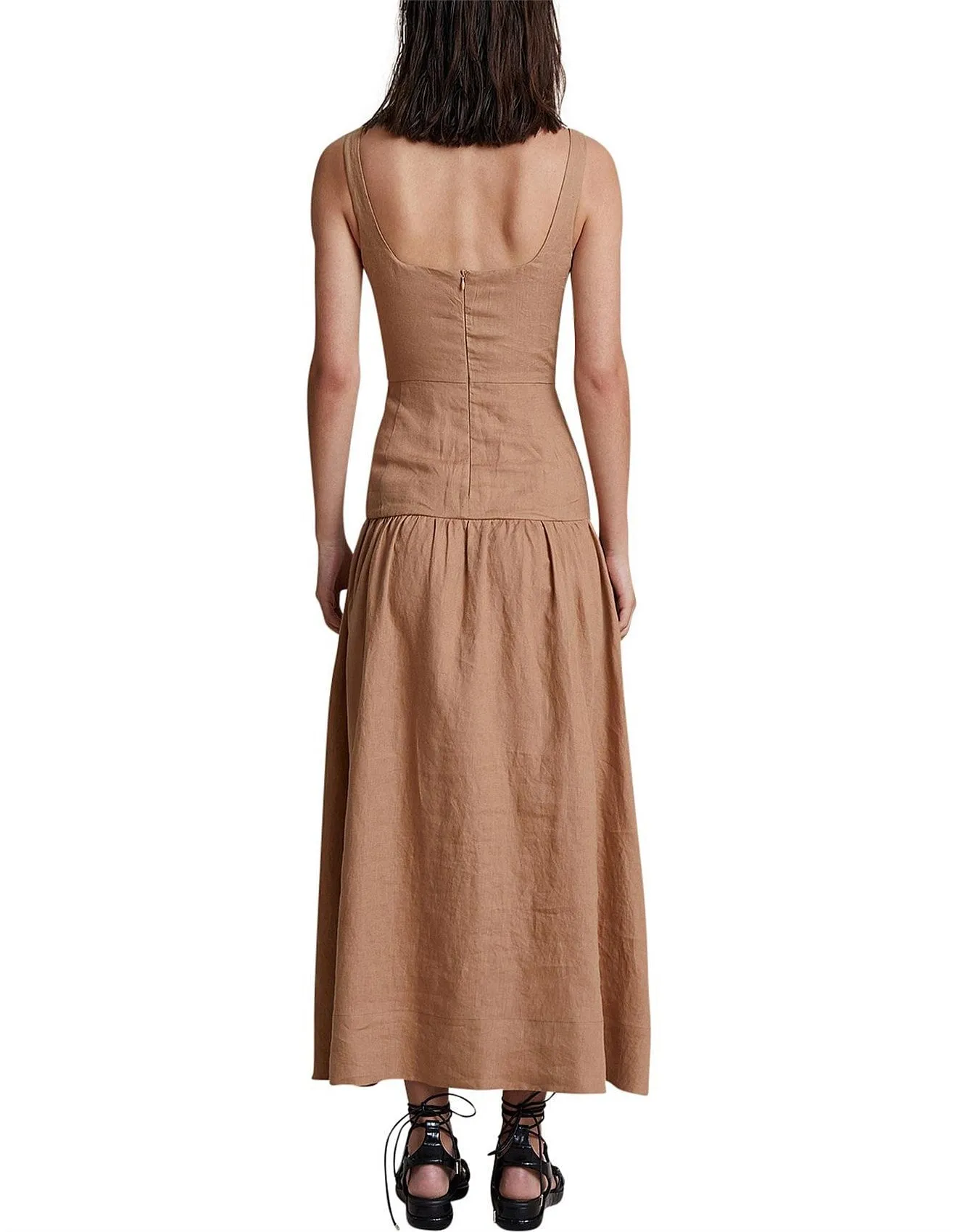 Camel Almos Midi Dress