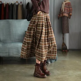 Casey Vintage Plaid Midi Skirt