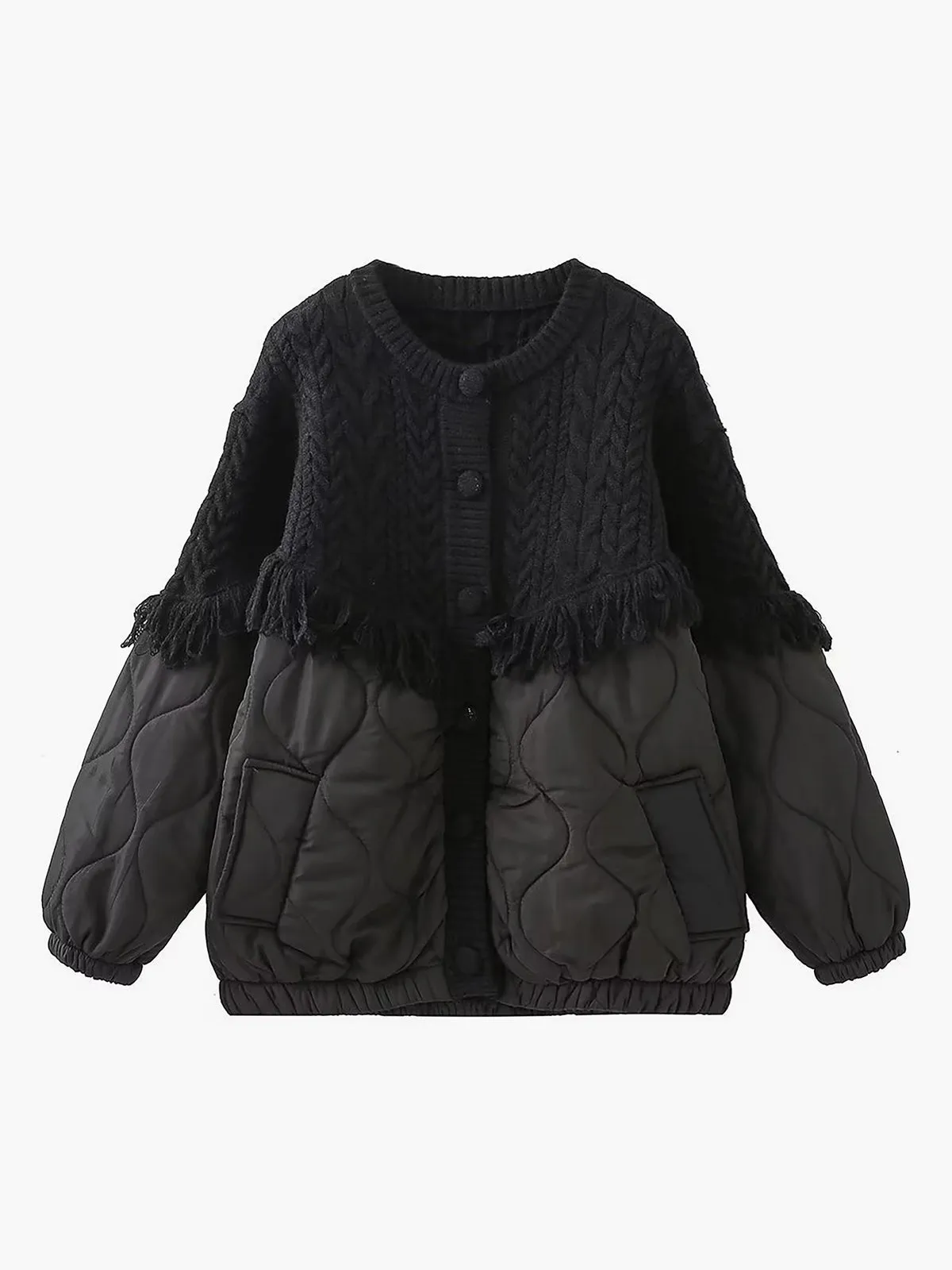 Chicmy-Winter Outfits Christmas Thanksgiving Gift New Year's Eve Outfits Streetwear Fashion Patchwork Cable Knit Quilted Coat