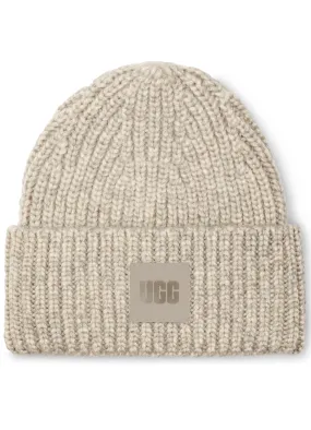 Chunky Rib Beanie with Logo in Lt Grey by Ugg Australia