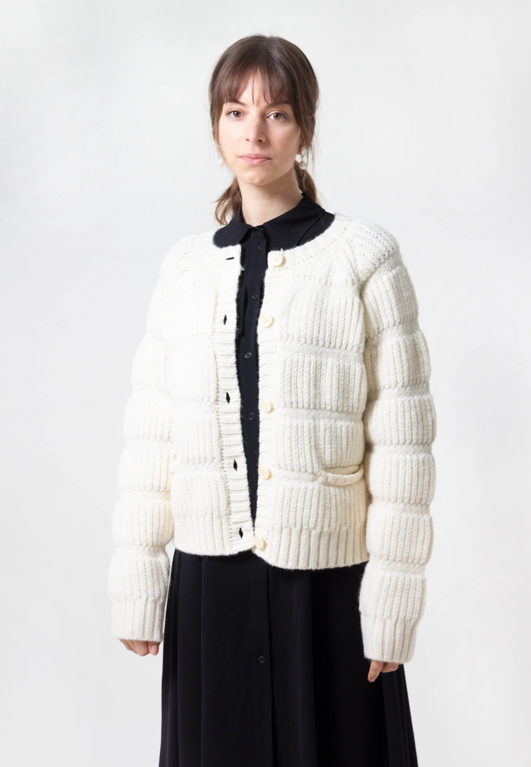 Chunky Tubes Cardi - whisper white