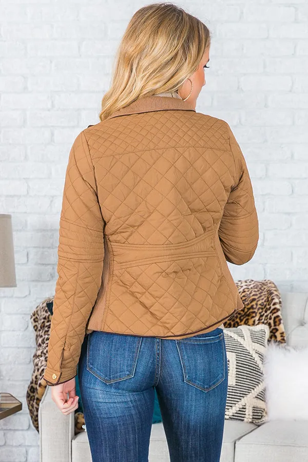 Cool Breeze Cozy Quilted Jacket In Mocha