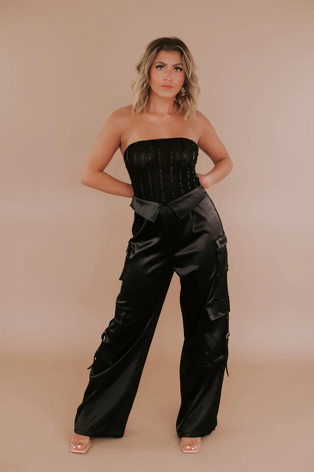 Corset Jumpsuit, Black