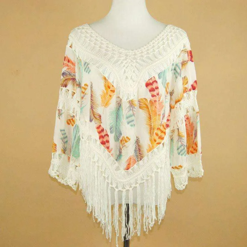 Crochet Feather Poncho