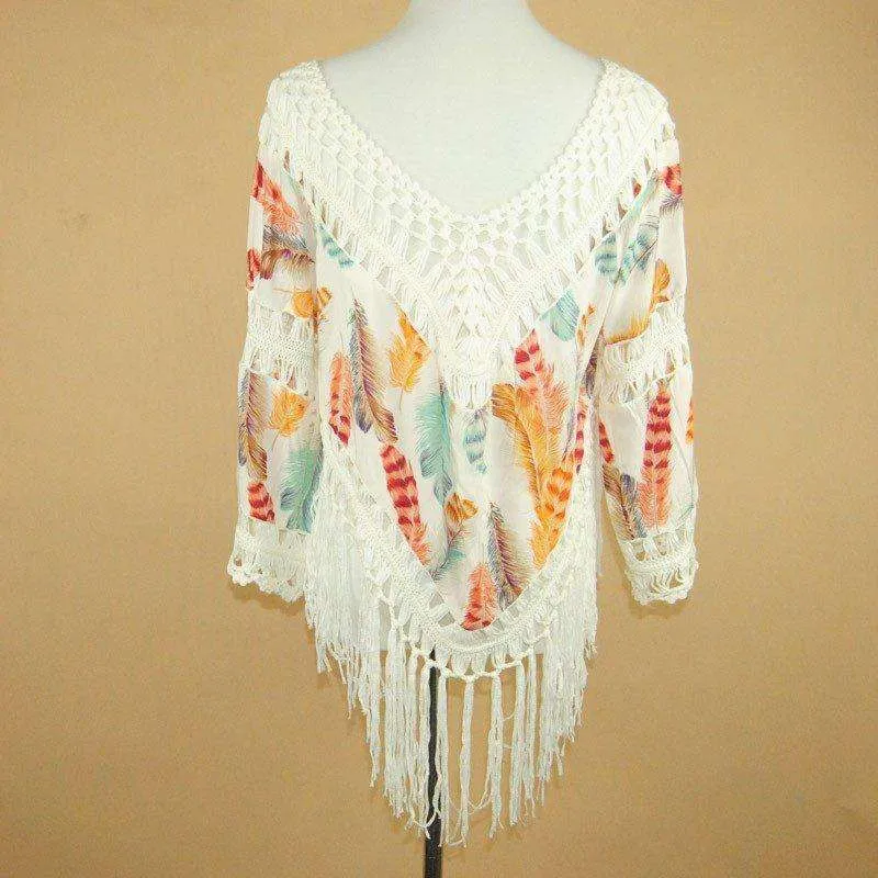 Crochet Feather Poncho