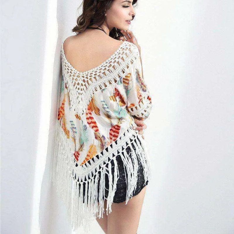 Crochet Feather Poncho