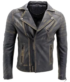 Cross Zip Brando Black Leather Jacket