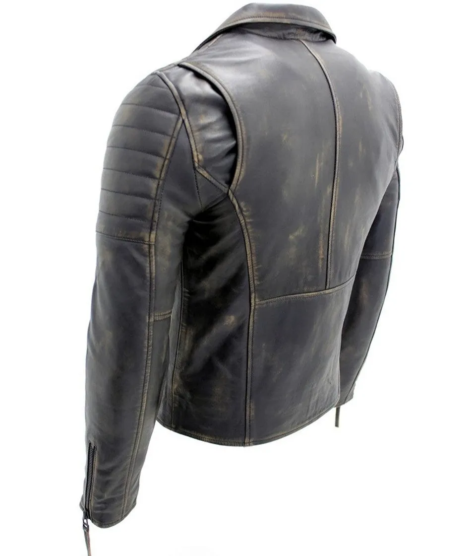 Cross Zip Brando Black Leather Jacket