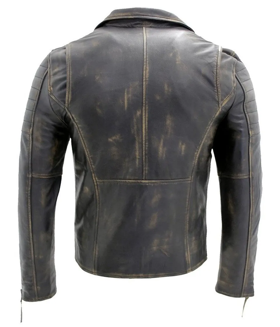 Cross Zip Brando Black Leather Jacket