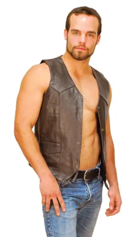 Dark Brown Leather Vest for Men #VM402RN ()