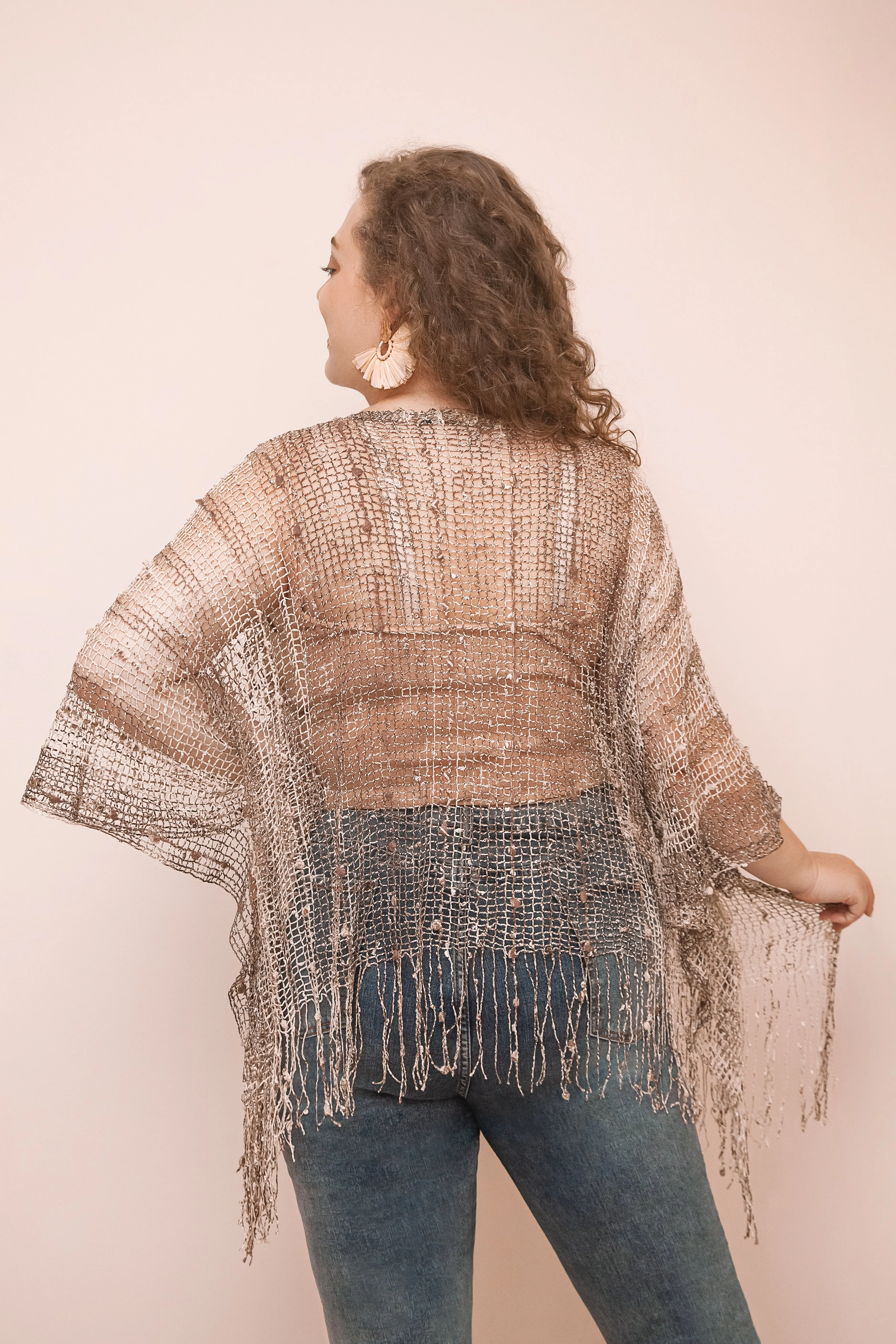 Determination Vintage Inspired Fringe Glittery Poncho