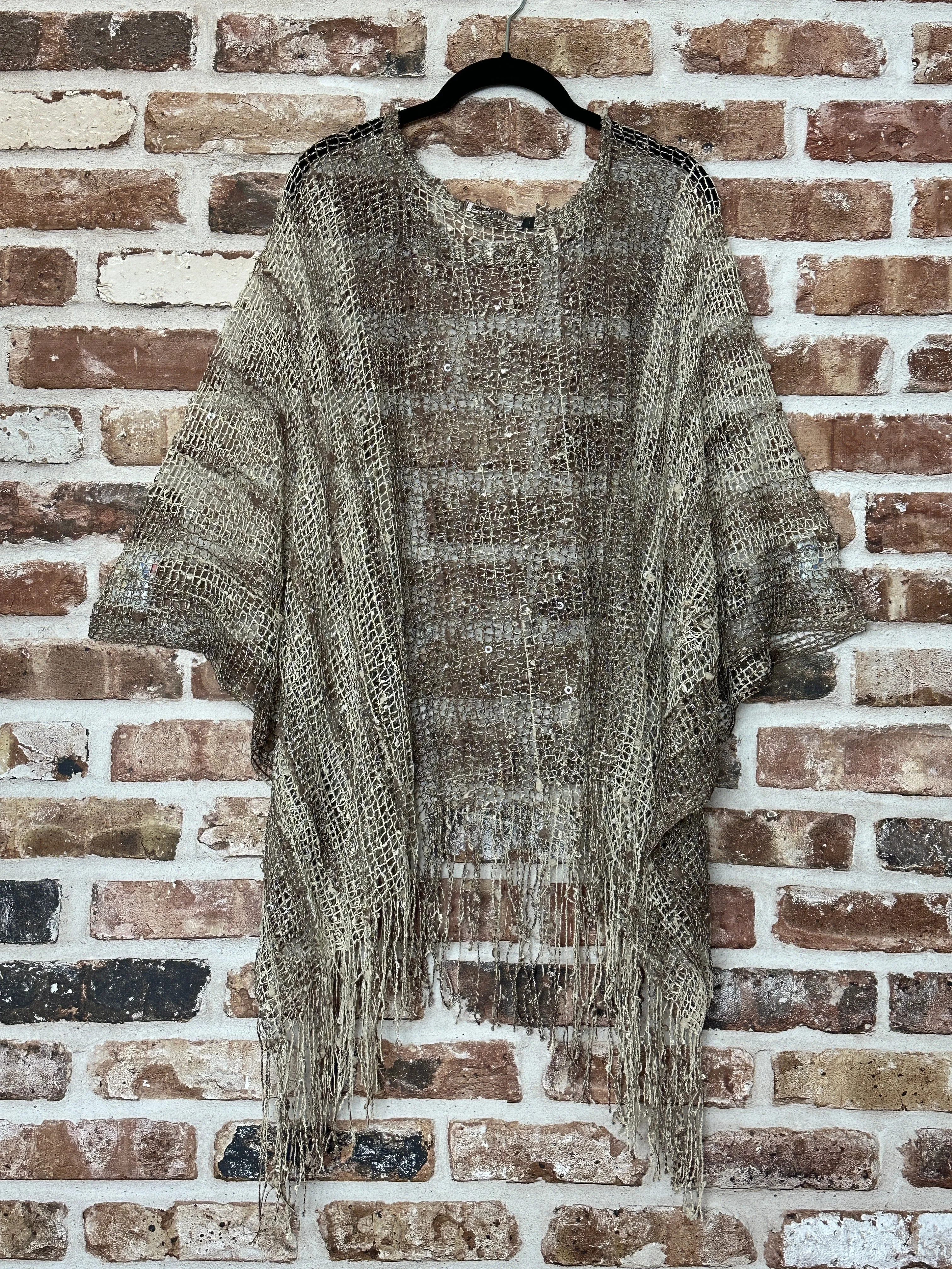 Determination Vintage Inspired Fringe Glittery Poncho