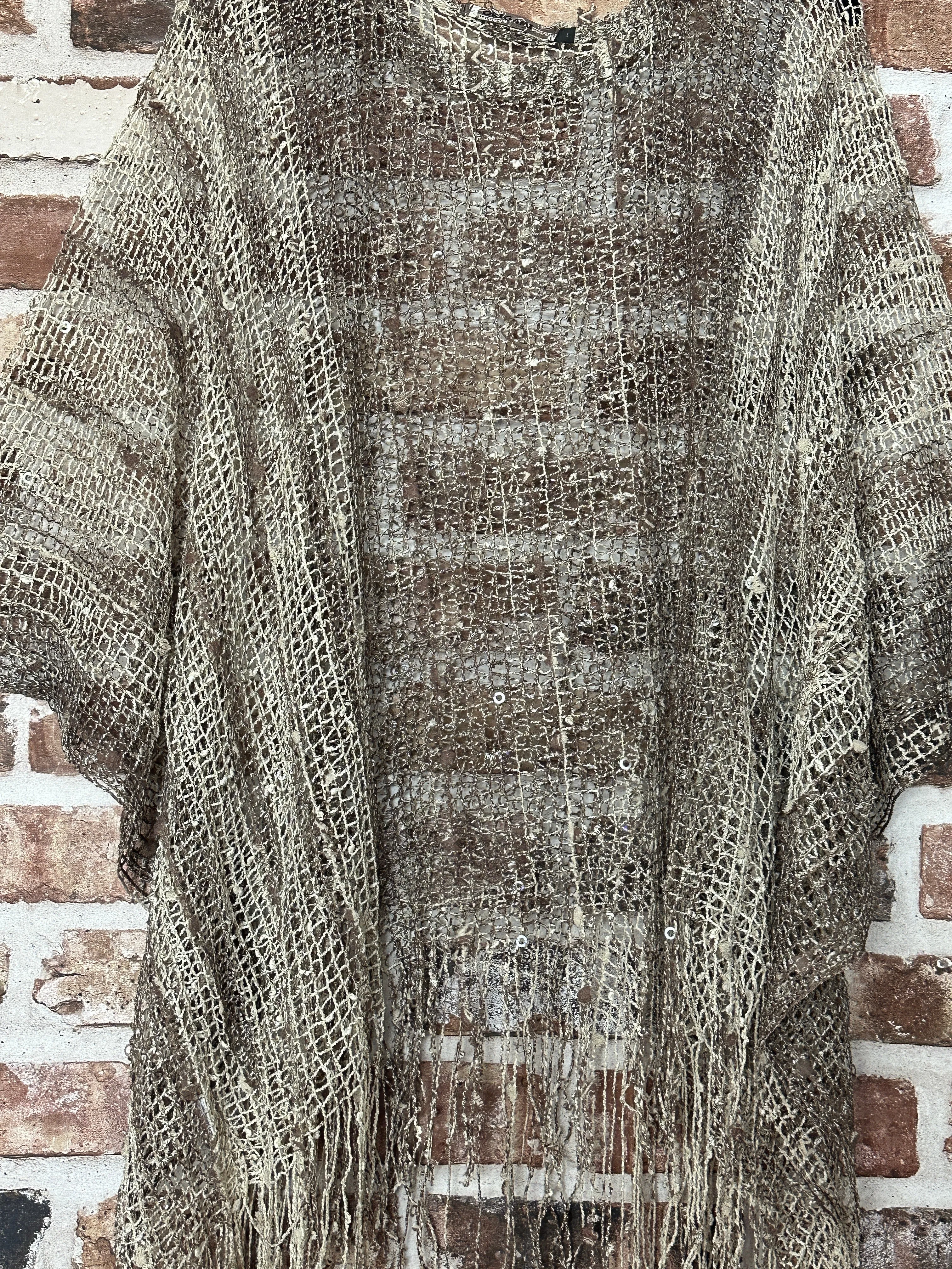 Determination Vintage Inspired Fringe Glittery Poncho