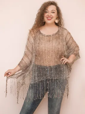 Determination Vintage Inspired Fringe Glittery Poncho