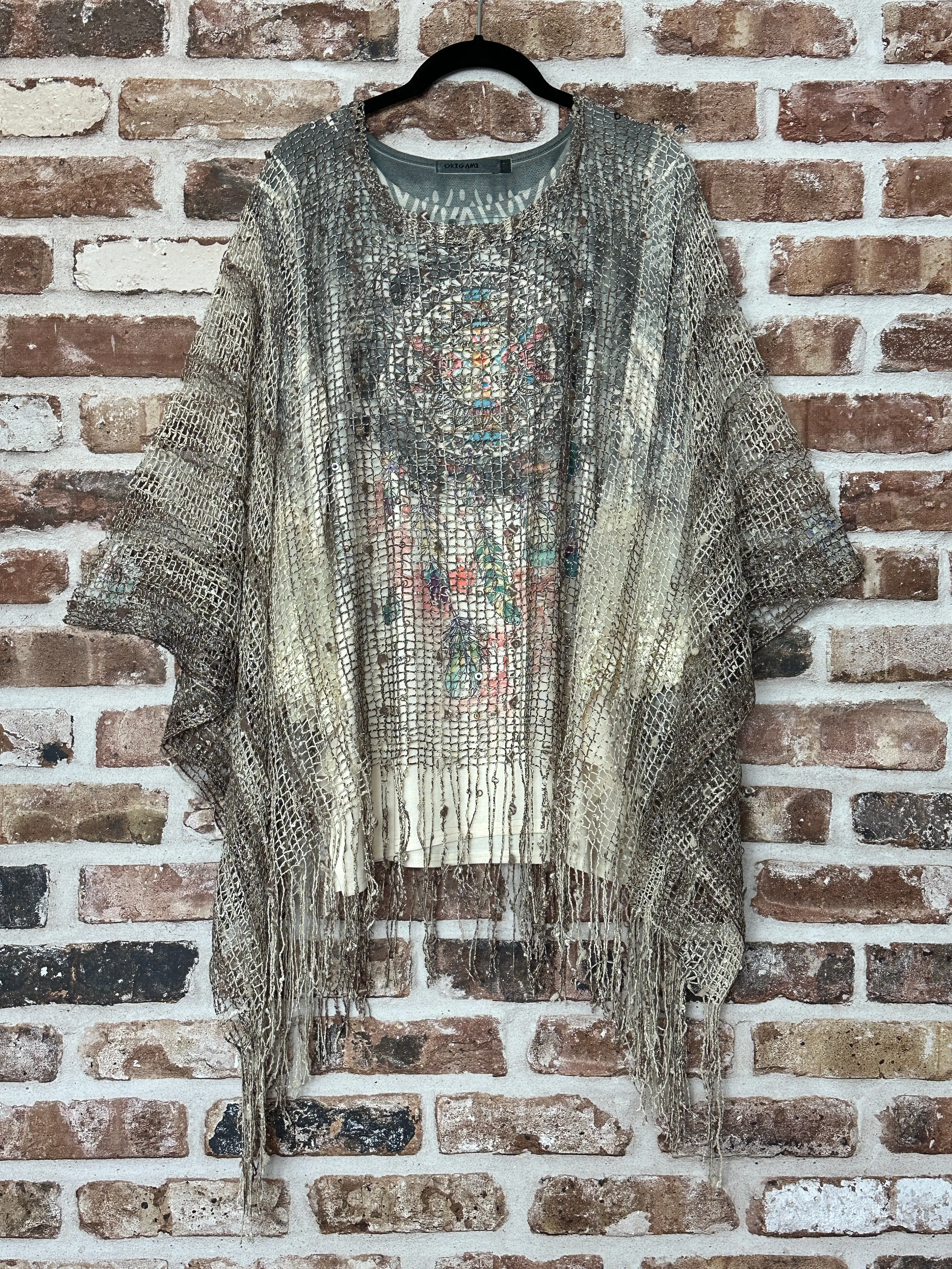 Determination Vintage Inspired Fringe Glittery Poncho