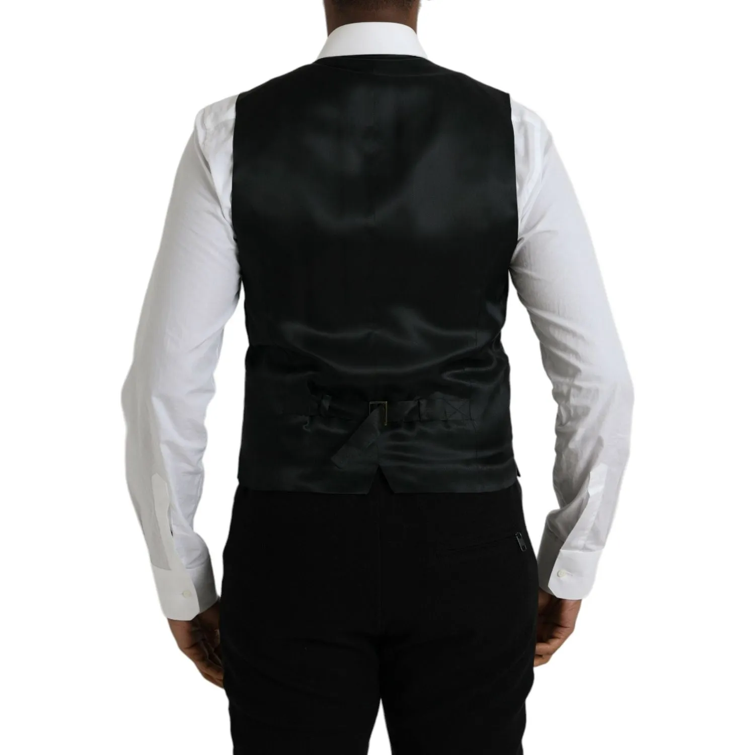 Dolce & Gabbana Black Wool Formal Dress Waistcoat Vest