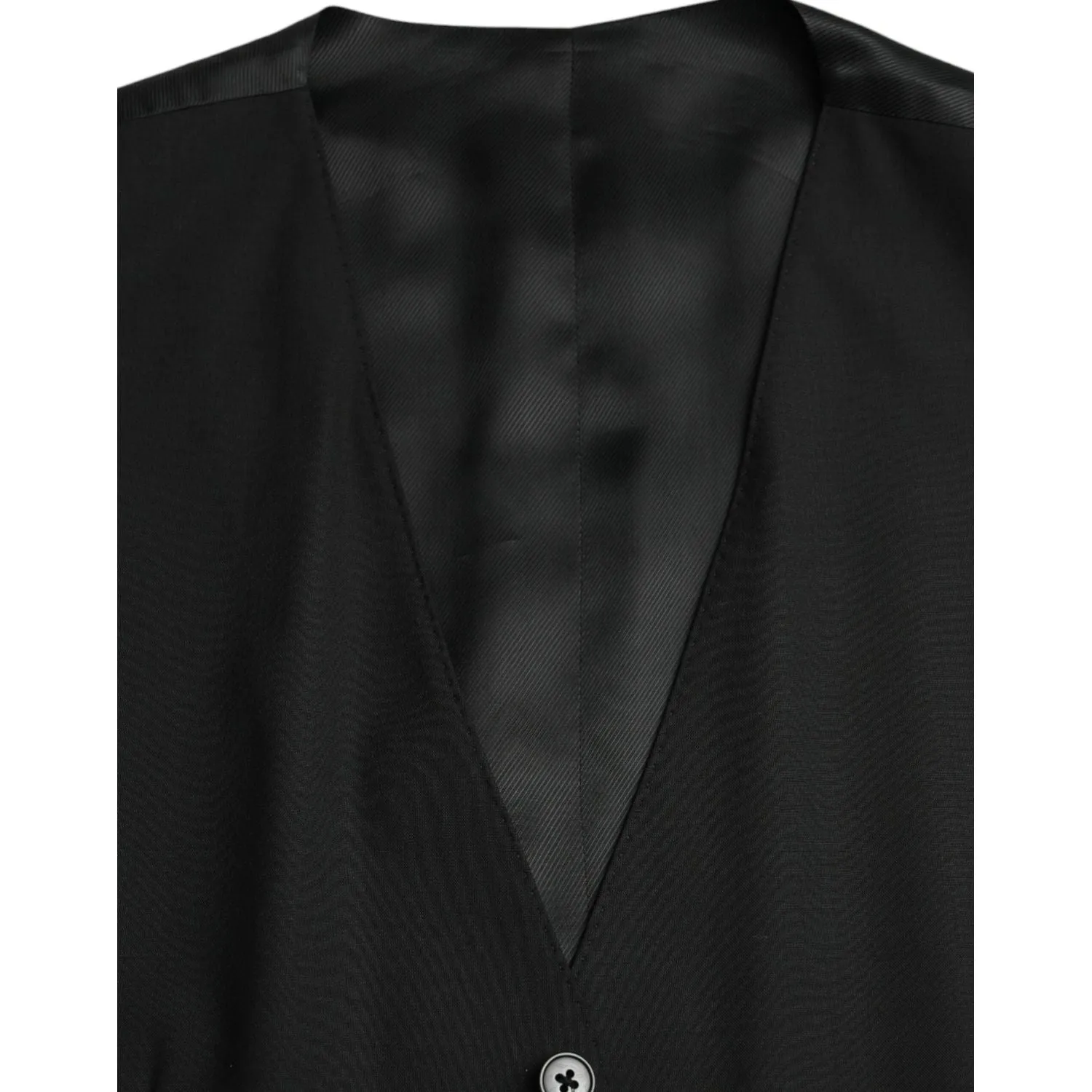 Dolce & Gabbana Black Wool Formal Dress Waistcoat Vest