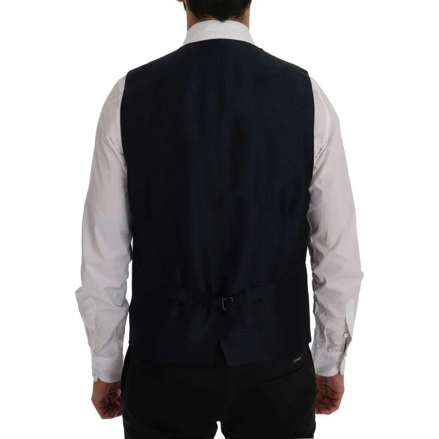 Dolce & Gabbana Elegant Blue Striped Waistcoat Vest