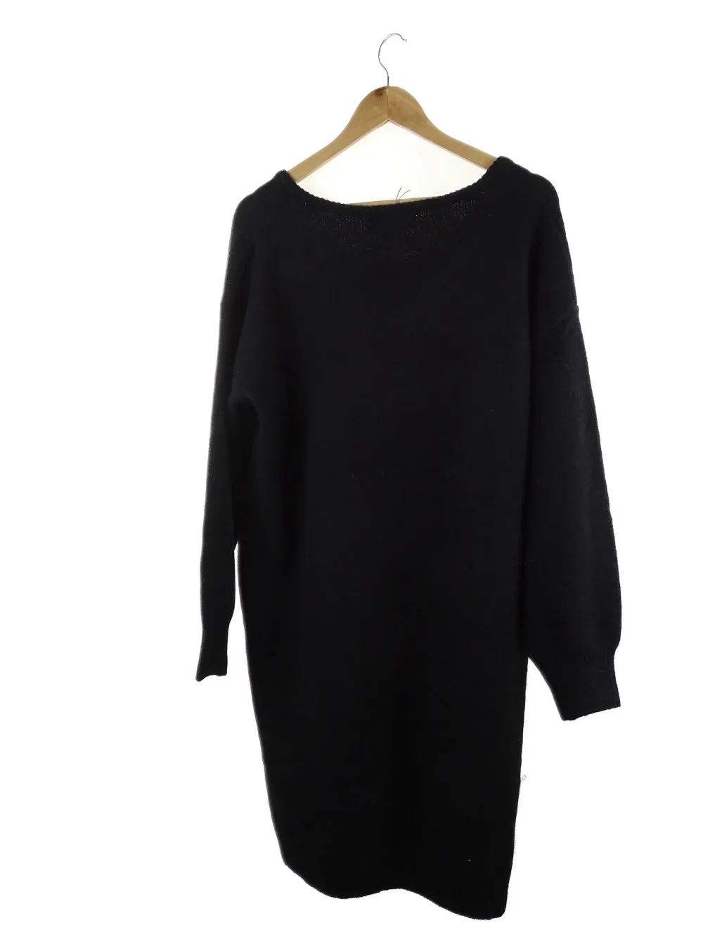 Eb & Ive Black Knit V-neck Dress OSFA