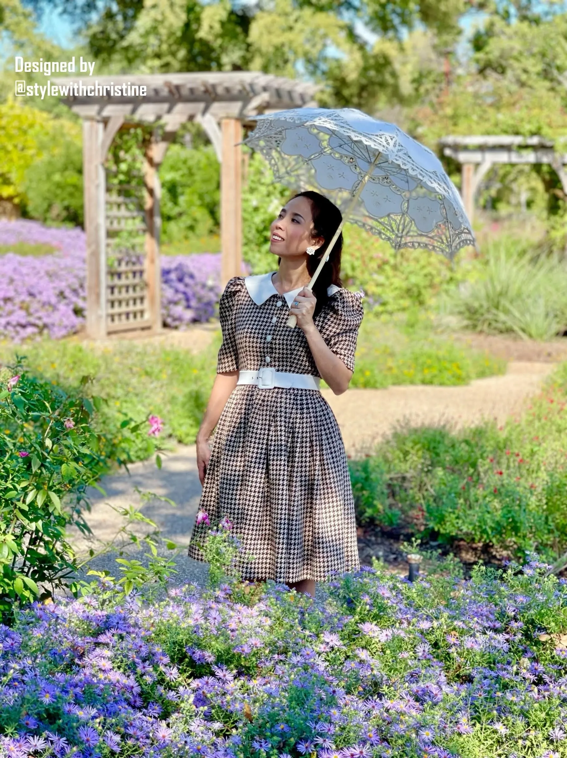 Ellie Dress in Tweed hoods Tooths Brown