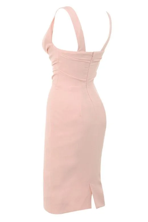 Eloise Bodycon Satin Dress - Dusty Pink