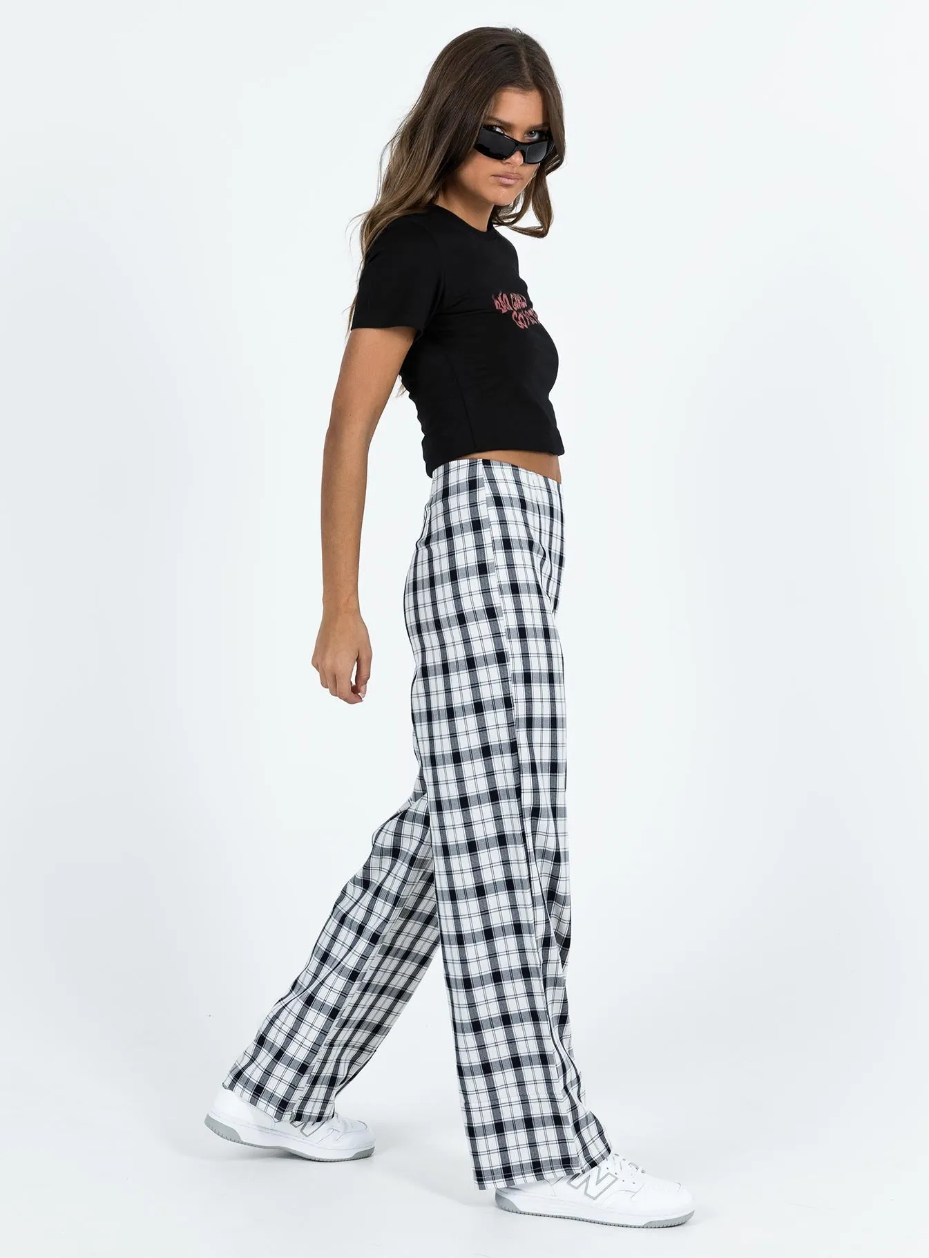 Euros Check Pants Black/White Tall