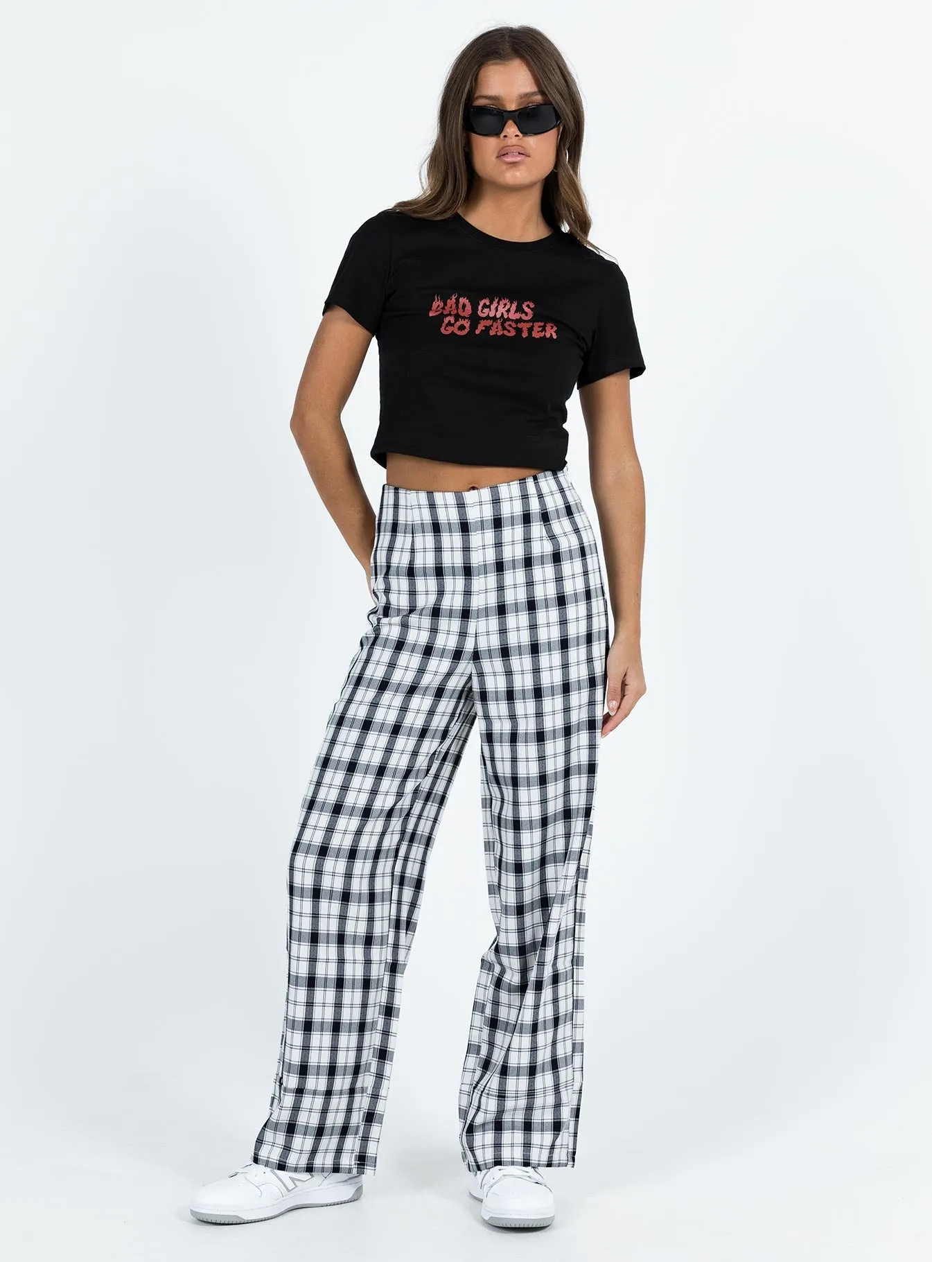 Euros Check Pants Black/White Tall