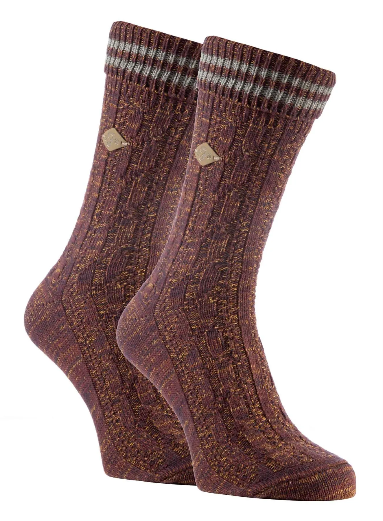 Farah 1920 - 2 Pairs Mens TOT Socks (06 Deep Red / Slate)