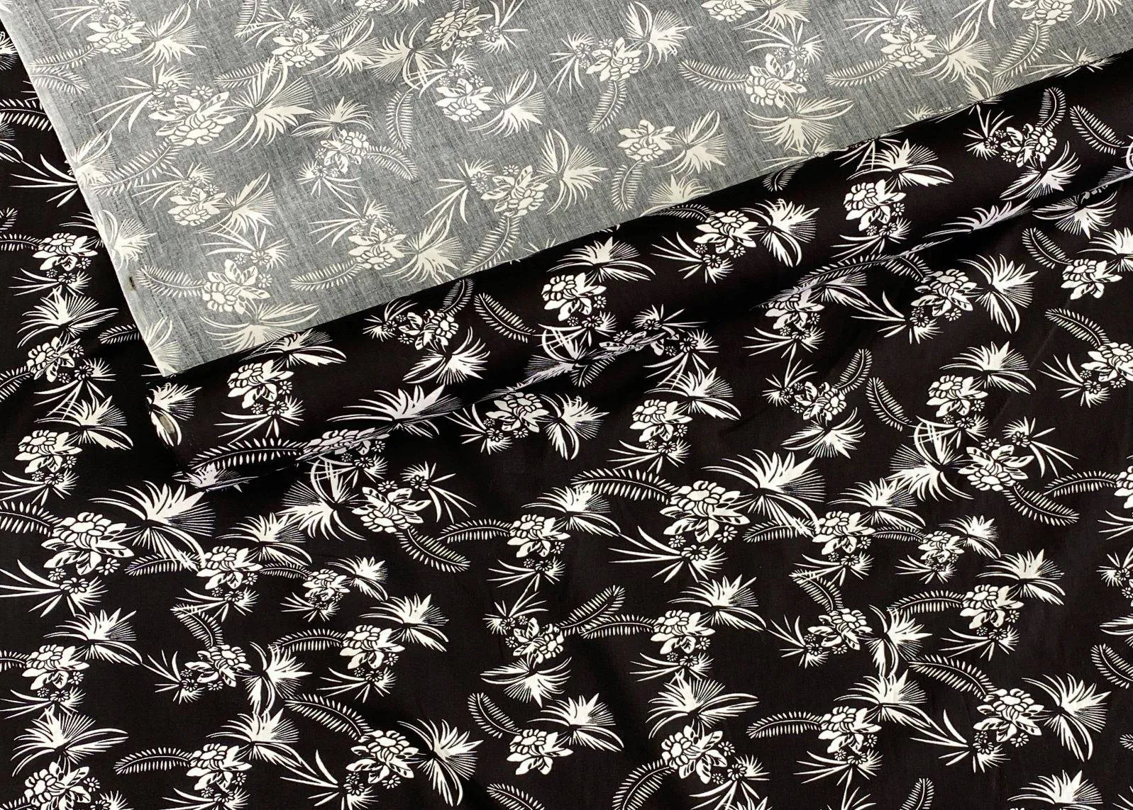 Feather Palm - Monochrome Cotton Poplin HALF METRE