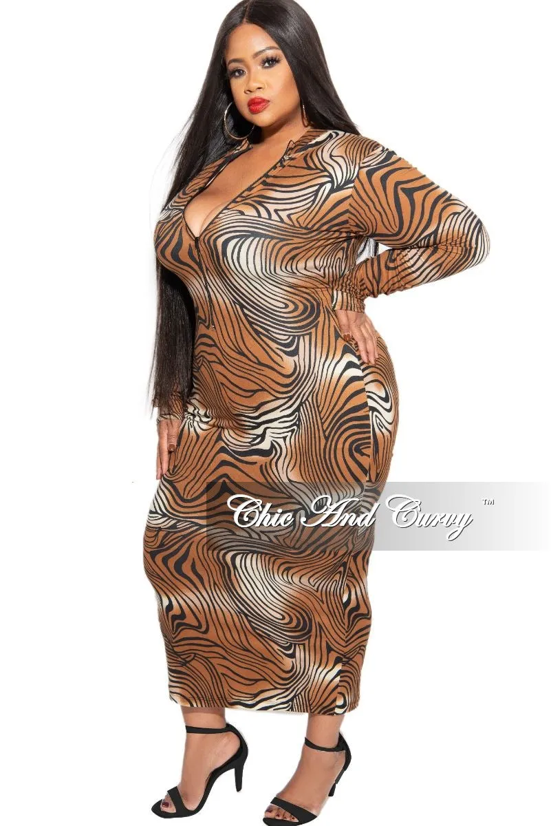 Final Sale Plus Size Reversible BodyCon Dress in Brown