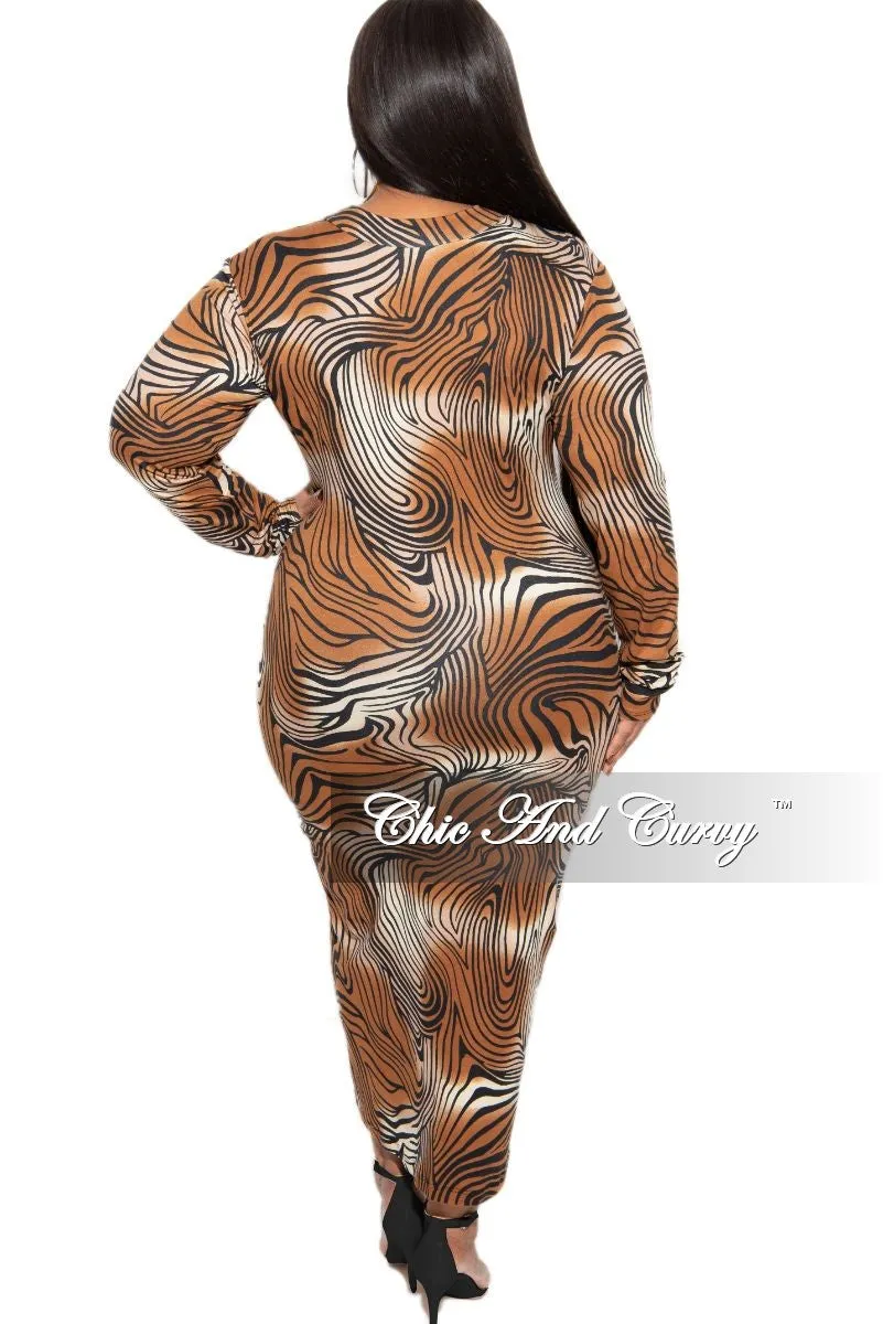 Final Sale Plus Size Reversible BodyCon Dress in Brown