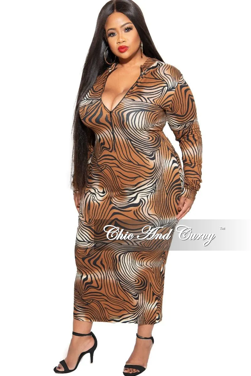 Final Sale Plus Size Reversible BodyCon Dress in Brown