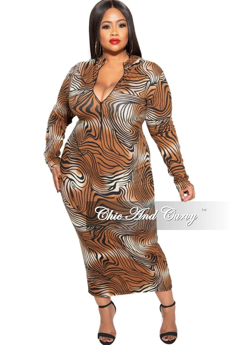 Final Sale Plus Size Reversible BodyCon Dress in Brown