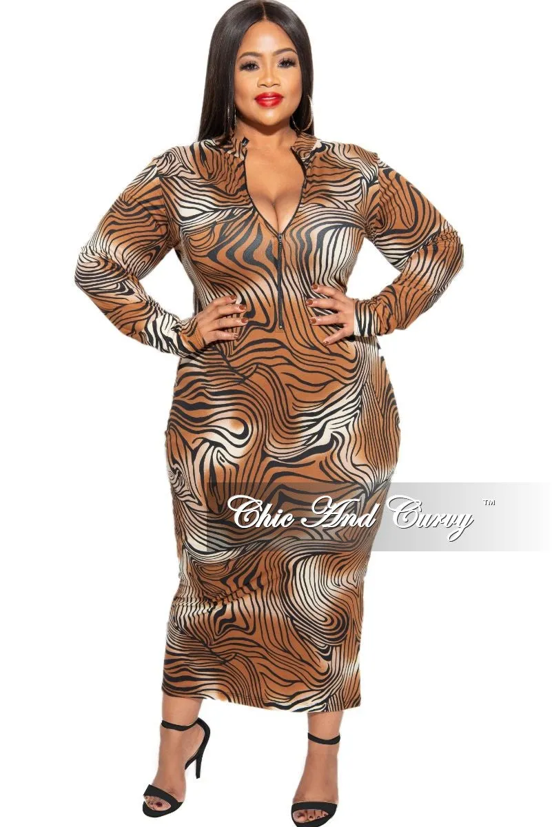 Final Sale Plus Size Reversible BodyCon Dress in Brown