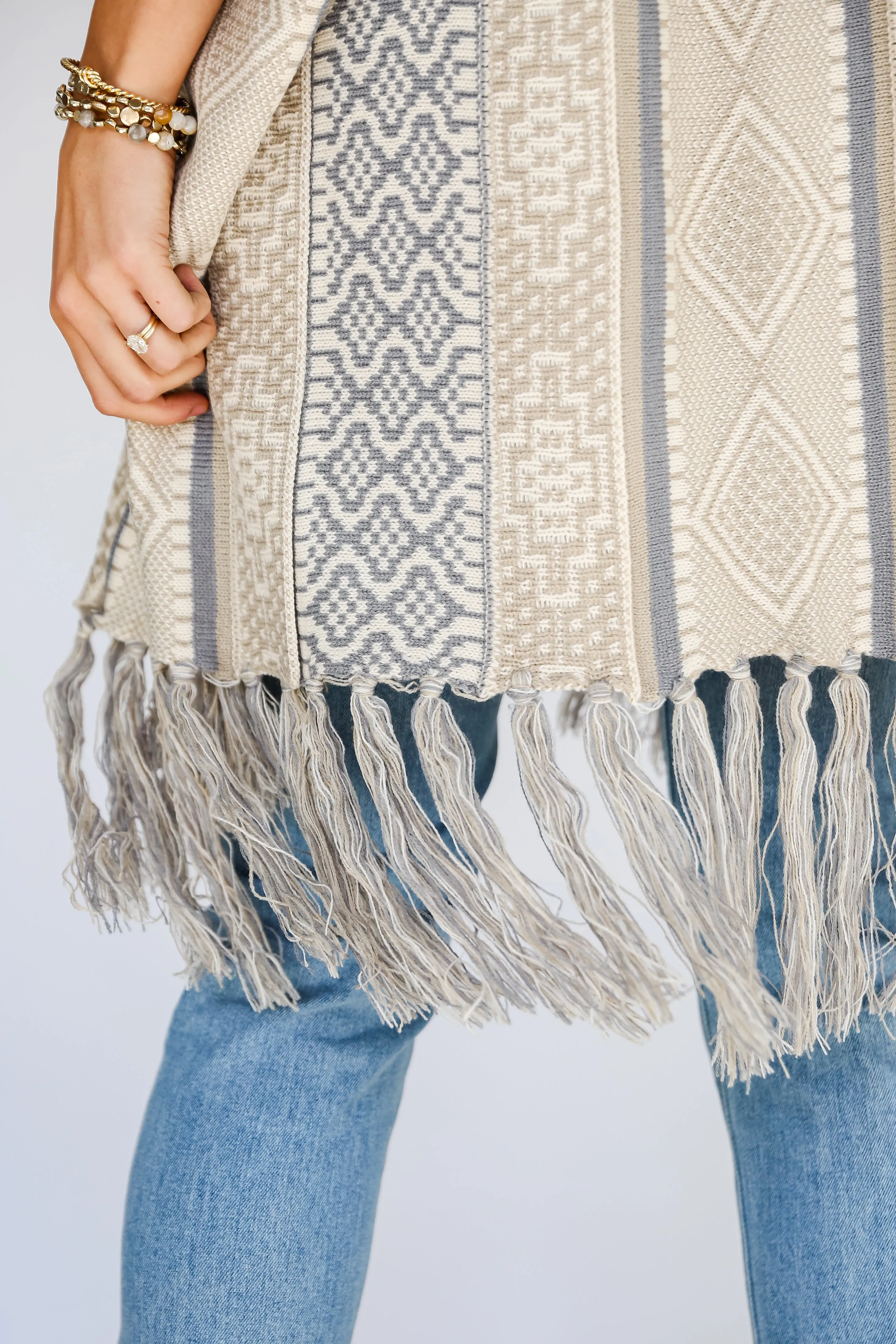 FINAL SALE - Wrapped In Cozy Beige Fringe Cardigan